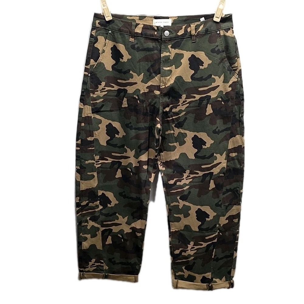 Risen Camo Cargo Utility Pants Green Streetwear Boyfriend Fit sz 1XL